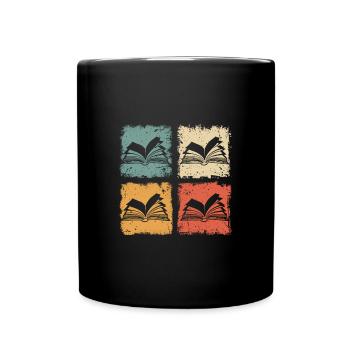 Vintage Buch Grafik Für Autoren und Leser - Tasse einfarbig - Schwarz - Vorne