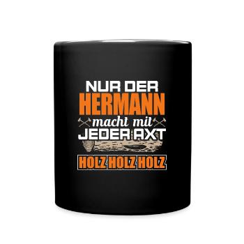 HERMANN - Holz - Tasse einfarbig - Schwarz - Vorne