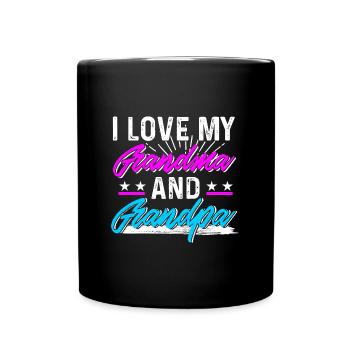 Ich liebe Oma und Opa Oma Liebe Geschenkidee - Tasse einfarbig - Schwarz - Vorne
