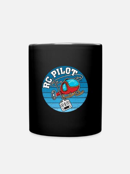 RC pilot helicopter model making - Full Colour Mug - black