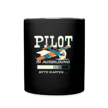 Pilot in training aircraft - Full Colour Mug - black - Front