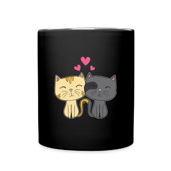 Süße Katze Rotes Herz Geschenk für ihn ihre Katze Liebhaber - Tasse einfarbig - Schwarz - Vorne