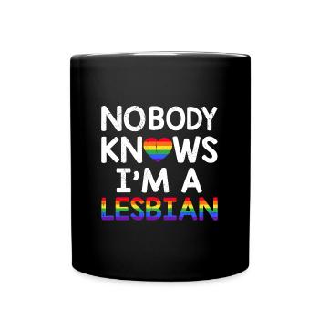 Personne ne sait que je suis une lesbienne LGBTQ Rainbow Pride - Mug uni - noir - Devant