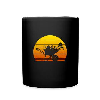 Vintage Wheelbarrow Garden gardening gardener - Full Colour Mug - black - Front