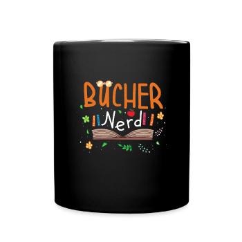 Bücher Nerd Buch Bibliothek Lesen Krimi Romane - Tasse einfarbig - Schwarz - Vorne