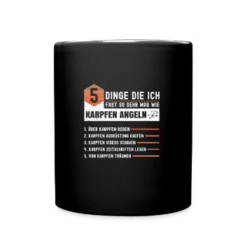 Anglerwitze Karpfen Angeln - Tasse einfarbig - Schwarz - Vorne