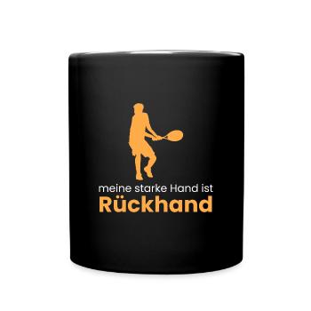 meine starke Hand: Rückhand - Tasse einfarbig - Schwarz - Vorne