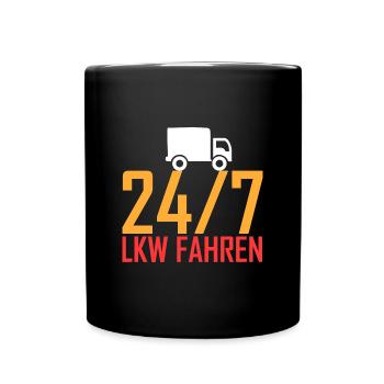 24/7 LKW fahren - Tasse einfarbig - Schwarz - Vorne