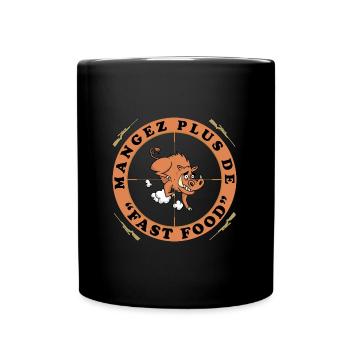 Chasse – Mangez plus de fast food – par OBV - Mug uni - noir - Devant