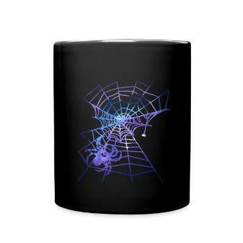 spinne,spinnennetz, lila netz, halloween - Tasse einfarbig - Schwarz - Vorne