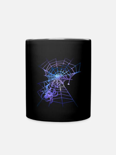 spinne,spinnennetz, lila netz, halloween - Tasse einfarbig - Schwarz