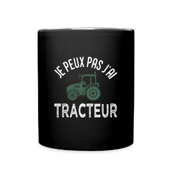 tracteur je peux pas j ai tracteur agriculture - Mug uni - noir - Devant