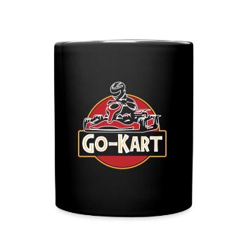 Go-Kart Gokart Kartfahrer | Farben änderbar - Tasse einfarbig - Schwarz - Vorne