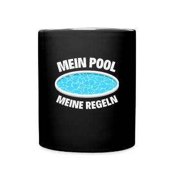 Planschbecken Swimmingpool Pool Schwimmen Geschenk - Tasse einfarbig - Schwarz - Vorne