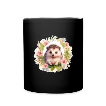 Süßer Igel - Tasse einfarbig - Schwarz - Vorne