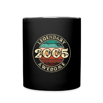 Jahrgang 2005 Jubiläumsgeschenk 18 Jahre Humor - Tasse einfarbig - Schwarz - Vorne