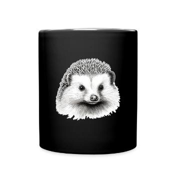Süßer Vintage Igel - Tasse einfarbig - Schwarz - Vorne