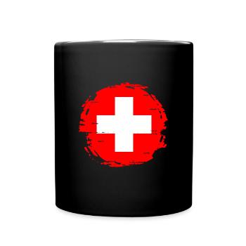 Drapeau de la Suisse Vintage Croix en détresse Look Suisse - Mug uni - noir - Devant