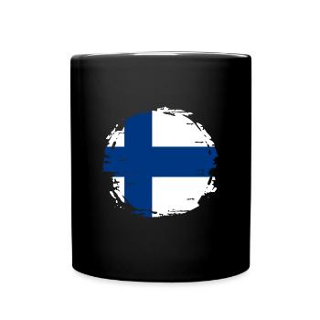 Finland Flag Suomi Finnish Flag Used Look - Full Colour Mug - black - Front