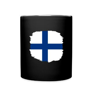 Finland Flag Suomi Finnish Flag Used Look - Full Colour Mug - black - Front