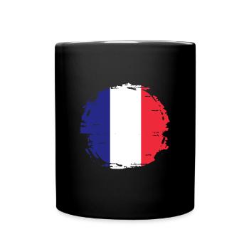 Frankreich Flagge Used Look Französische Fahne - Tasse einfarbig - Schwarz - Vorne