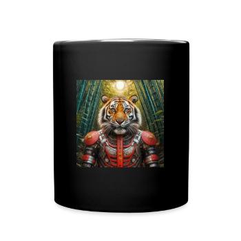 Japanischer Tiger Roboter - Tasse einfarbig - Schwarz - Vorne
