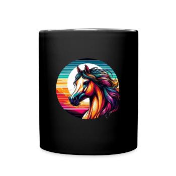 Arabische Pferdekunst - Tasse einfarbig - Schwarz - Vorne