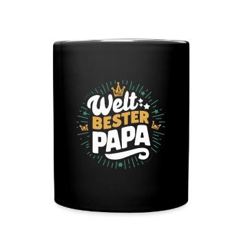 Weltbester Papa König Du wirst Papa Geschenk - Tasse einfarbig - Schwarz - Vorne