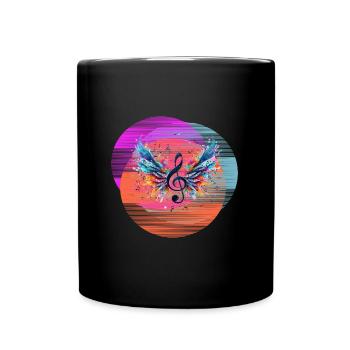 Backprint Techno Party Music Notes - Tasse einfarbig - Schwarz - Vorne