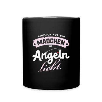 Mädchen liebt Angeln Fun-Fischerin Geschenkidee - Tasse einfarbig - Schwarz - Vorne