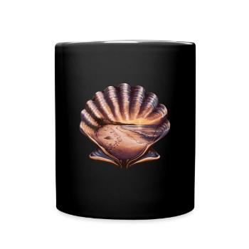 Muschel Strand Szene Serene Ozean Landschaft - Tasse einfarbig - Schwarz - Vorne