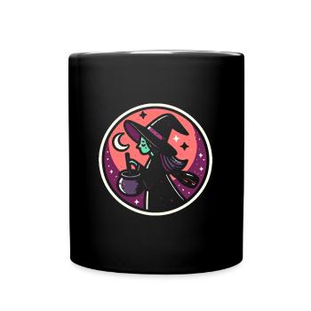 Hexe Comic - Tasse einfarbig - Schwarz - Vorne