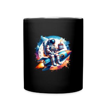 Astronaute fusée anniversaire - Mug uni - noir - Devant