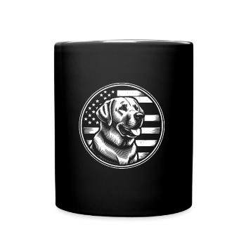 Labrador Retriever Lab with American Flag - Full Colour Mug - black - Front