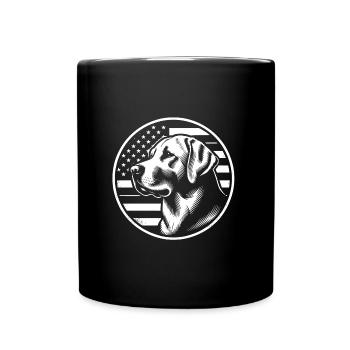 Labrador Retriever Lab with American Flag - Full Colour Mug - black - Front