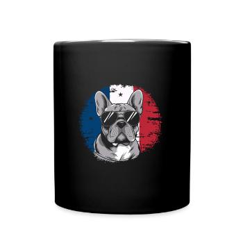 Bouledogue français Frenchie avec lunettes de soleil - Mug uni - noir - Devant