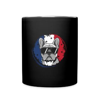 Bouledogue français Frenchie avec lunettes de soleil - Mug uni - noir - Devant
