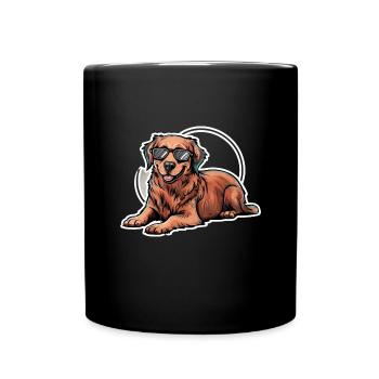 Flat Coated Retriever with Sunglasses - Full Colour Mug - black - Front