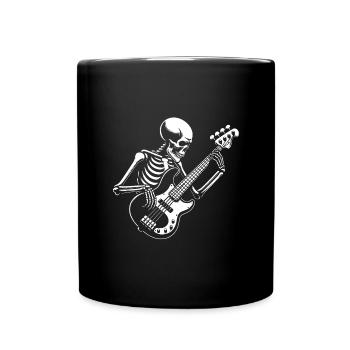 Skelett mit Bassgitarre. Cooles Bassdesign - Tasse einfarbig - Schwarz - Vorne