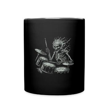 Squelette de crâne de batteur sur la batterie - Mug uni - noir - Devant