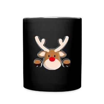 Rudolph's Friendly Reindeer Head - Full Colour Mug - black - Front