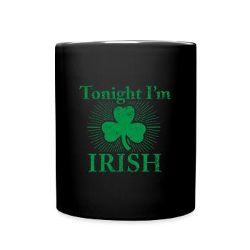 St Patricks Day Irland Party Shamrock Kleeblatt - Tasse einfarbig - Schwarz - Vorne