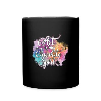 Kunst ist mein Lieblingssport Nettes künstlerisches Malergeschenk - Tasse einfarbig - Schwarz - Vorne