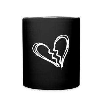 Gebrochenes Herz - Tasse einfarbig - Schwarz - Vorne