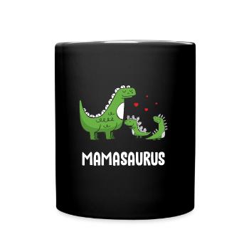 Mamasaurus Mama Dinosaurier - Mutter Dino Mom - Tasse einfarbig - Schwarz - Vorne