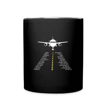 Pilots airplane pilot phonetic alphabet - Full Colour Mug - black - Front