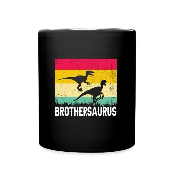 BrotherSaurus Big Brother Child Dinosaur Gift - Full Colour Mug - black - Front
