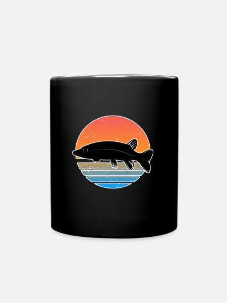 Brochet rétro pêche poisson ver prédateur chemise - Mug uni - noir