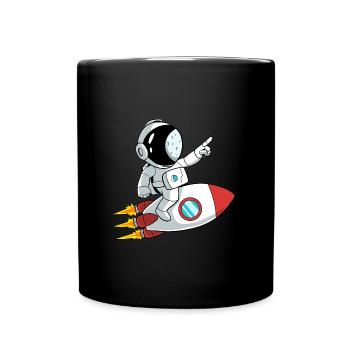 Astronaut Rakete Weltall - Tasse einfarbig - Schwarz - Vorne