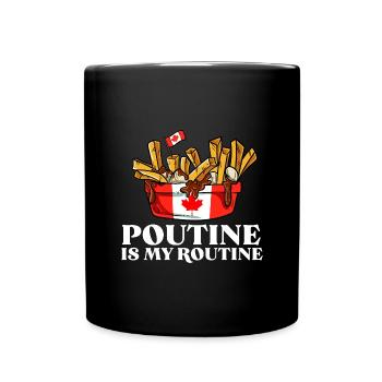 Kanadische Poutine Pommes Frites Mittagessen - Tasse einfarbig - Schwarz - Vorne